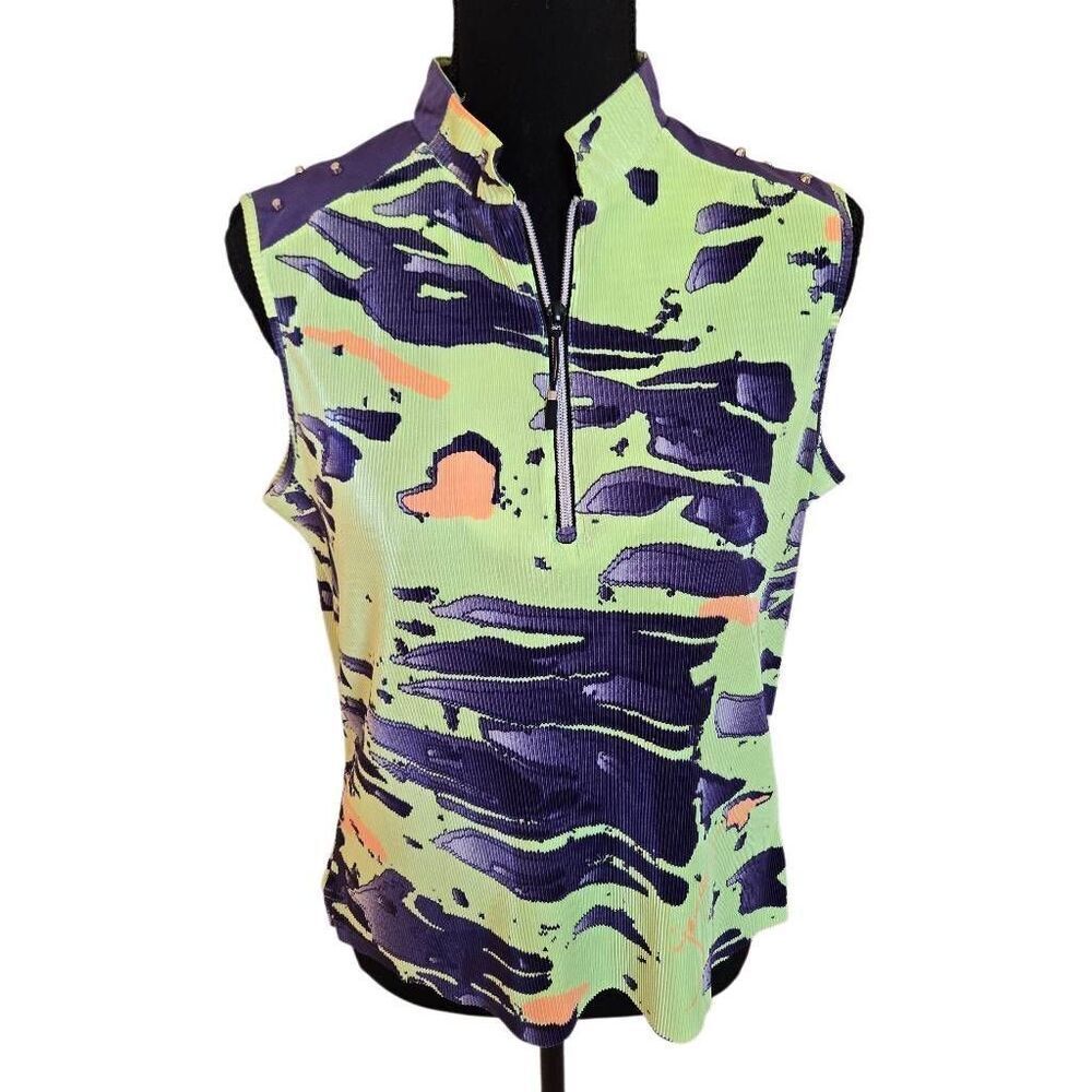 Jamie Sadock Womens Green Purple Sleeveless Athlete Golf Top Medium - Picture 10 of 10